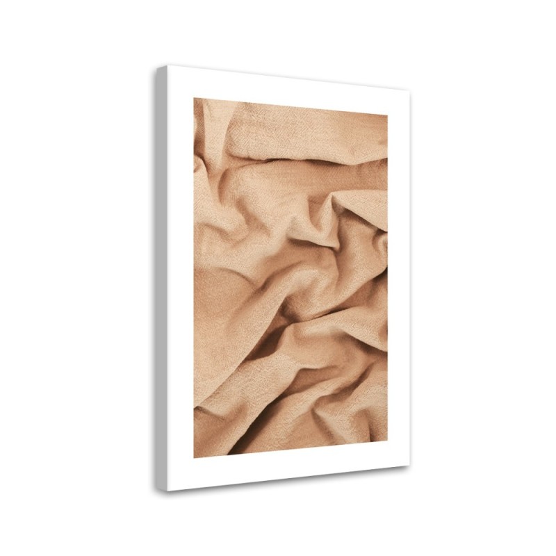 Wandbild für Wohnzimmer - Beigefarbener Stoff | Feeby