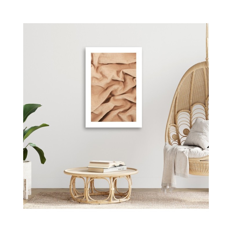 Wandbild für Wohnzimmer - Beigefarbener Stoff | Feeby