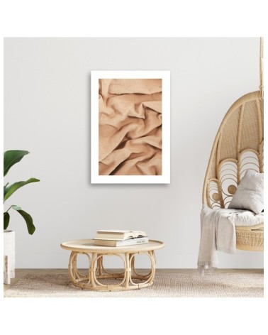 Wandbild für Wohnzimmer - Beigefarbener Stoff | Feeby