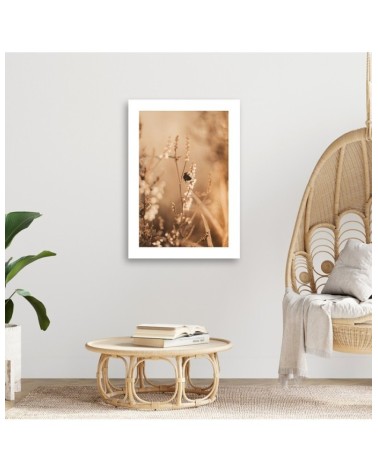 Leinwandbild - Beigefarbene Blumen auf dem Feld | Feeby