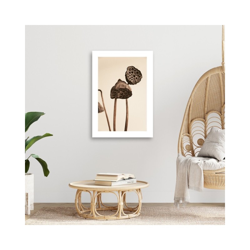 Wandbild für Wohnzimmer - Getrocknete Lotosblumen | Feeby