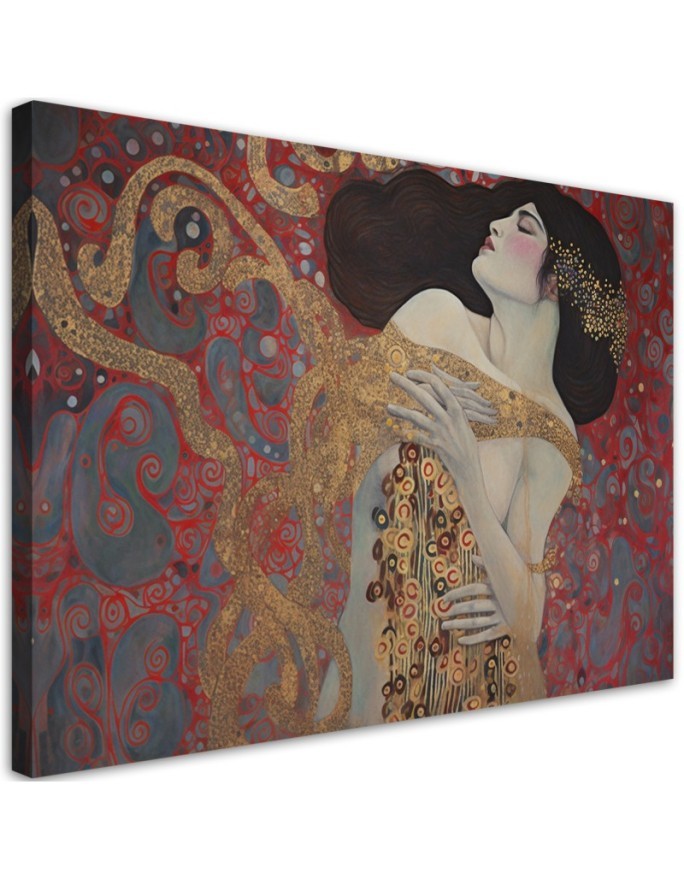 Obraz na płótnie - Kobieta czerwona abstrakcja - G. Klimt | FEEBY