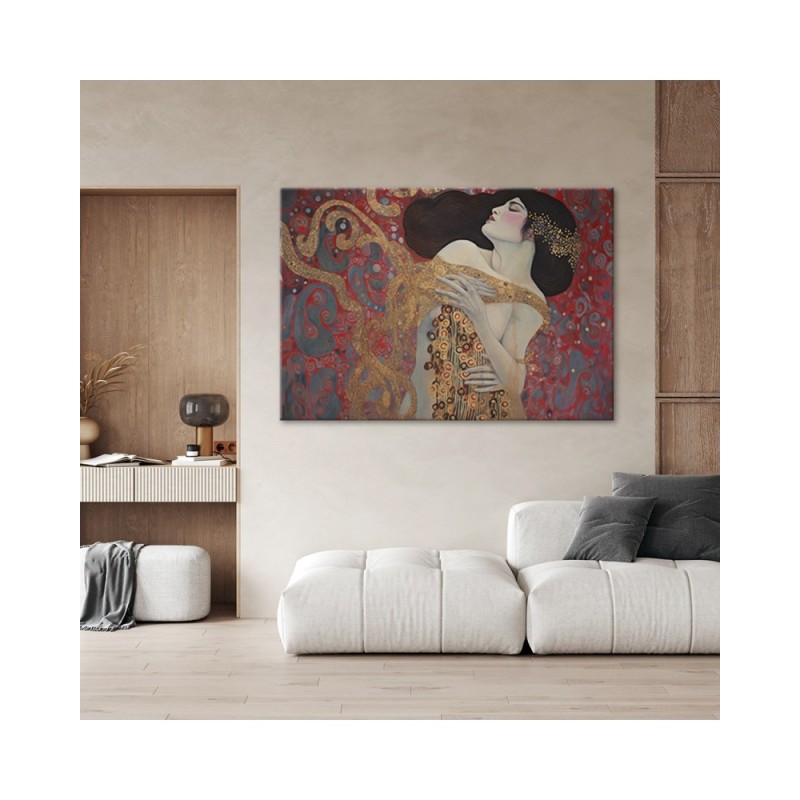 Bild auf Leinwand - Frau rot abstrakt - G. Klimt | Feeby