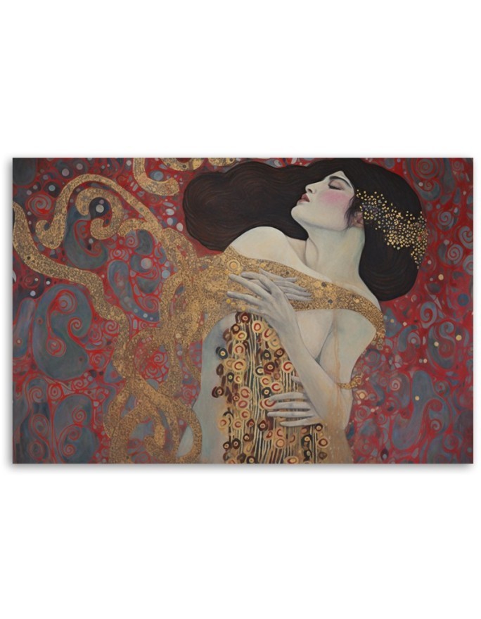 Obraz na płótnie - Kobieta czerwona abstrakcja - G. Klimt | FEEBY