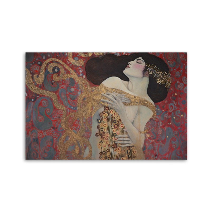 Bild auf Leinwand - Frau rot abstrakt - G. Klimt | Feeby