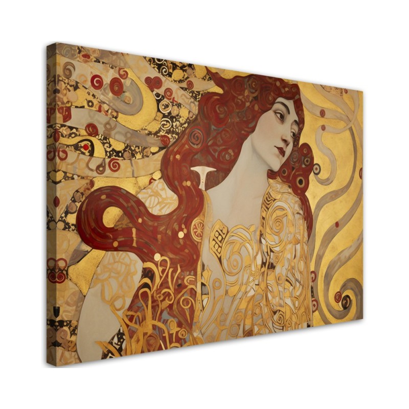 Modernes Wandbild - Frau mit langem Haar - G. Klimt | Feeby