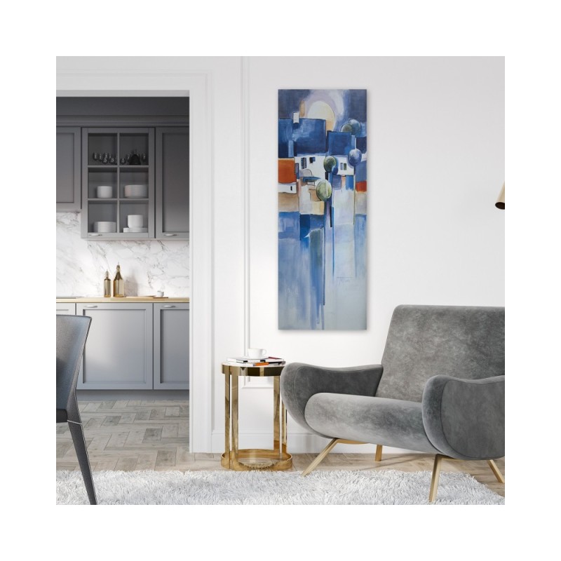 Leinwandbild - Abstrakte gemalte Stadt | Feeby
