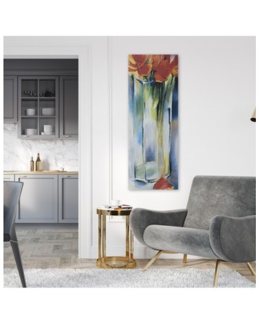 Wandbild für Wohnzimmer - Gemalte Blumen in einer Vase | Feeby