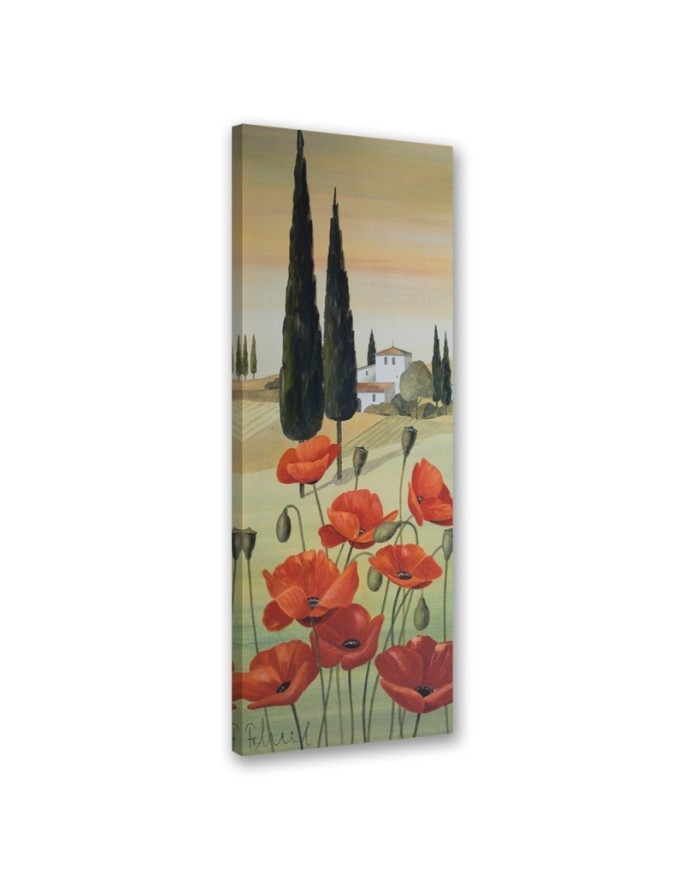 Modernes Wandbild - Toskanische Landschaft mit Mohnblumen | Feeby