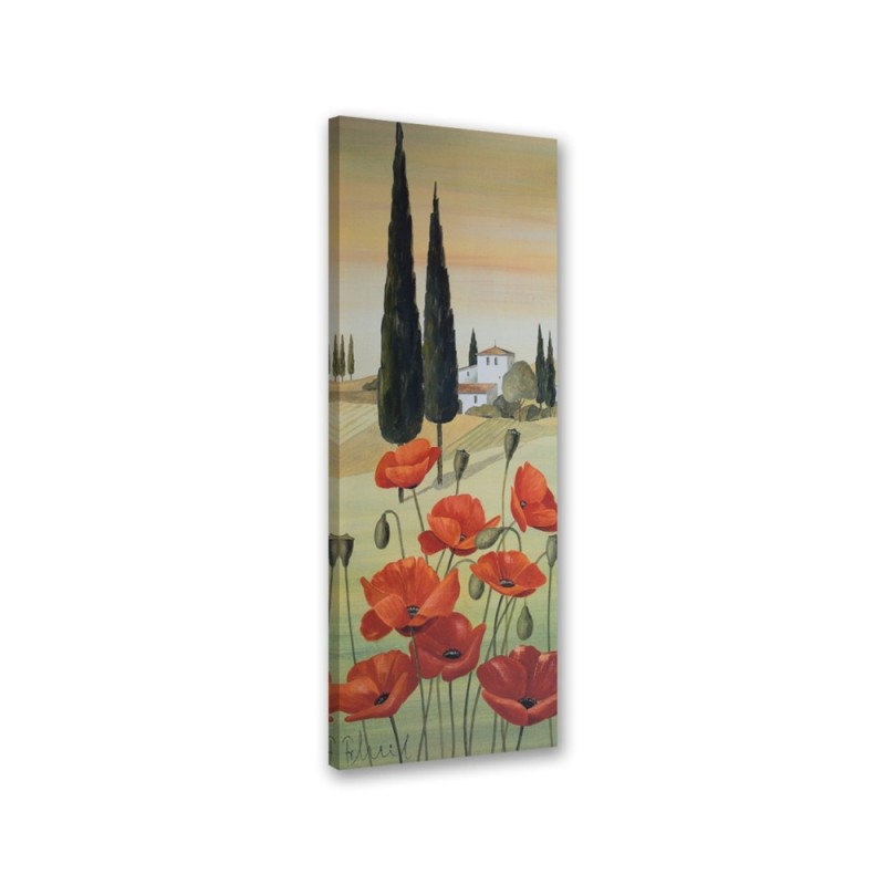 Modernes Wandbild - Toskanische Landschaft mit Mohnblumen | Feeby