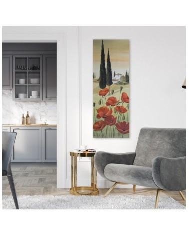 Modernes Wandbild - Toskanische Landschaft mit Mohnblumen | Feeby