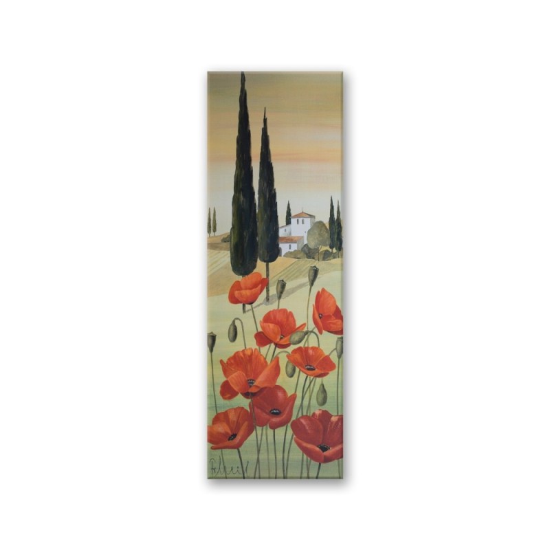 Modernes Wandbild - Toskanische Landschaft mit Mohnblumen | Feeby