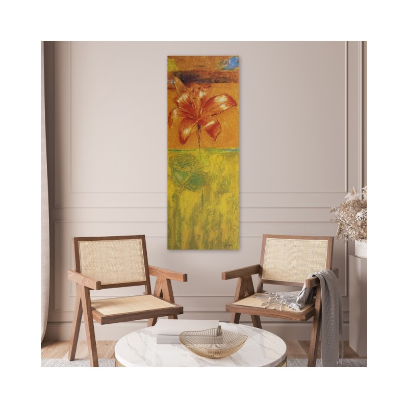 Modernes Wandbild - Seerosenblüte gemalt | Feeby