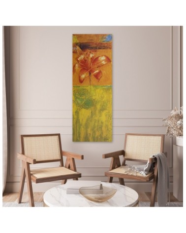 Modernes Wandbild - Seerosenblüte gemalt | Feeby