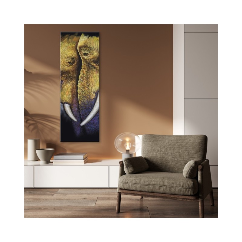 Wandbild für Wohnzimmer - Elefantenpärchen | Feeby