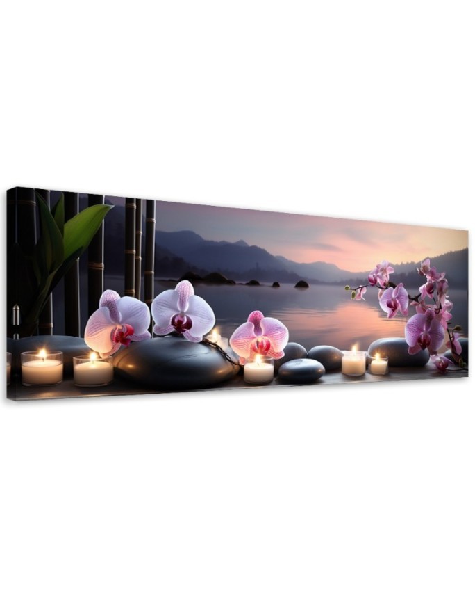 Leinwandbild modern - Orientalische Steine und Orchideen | Feeby