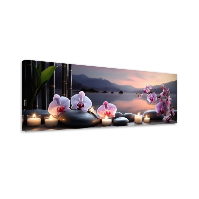 Leinwandbild modern - Orientalische Steine und Orchideen | Feeby