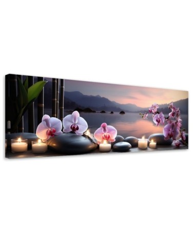 Leinwandbild modern - Orientalische Steine und Orchideen | Feeby