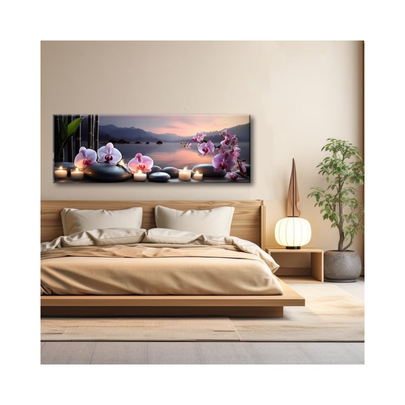 Leinwandbild modern - Orientalische Steine und Orchideen | Feeby