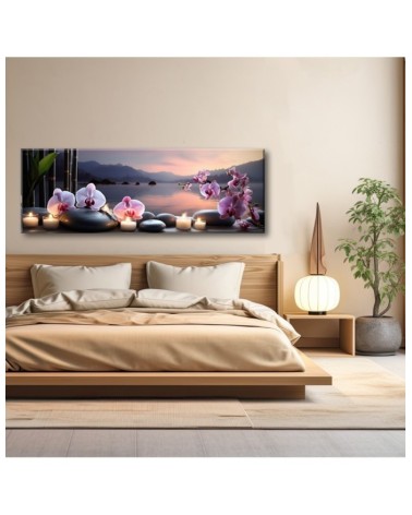 Leinwandbild modern - Orientalische Steine und Orchideen | Feeby