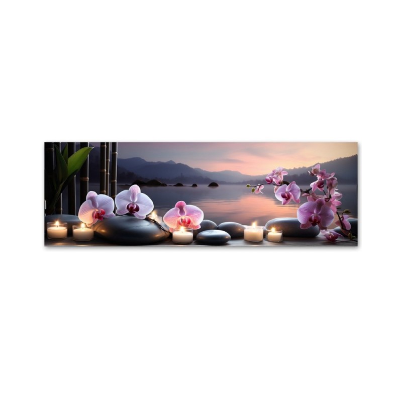 Leinwandbild modern - Orientalische Steine und Orchideen | Feeby