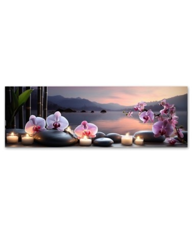 Leinwandbild modern - Orientalische Steine und Orchideen | Feeby