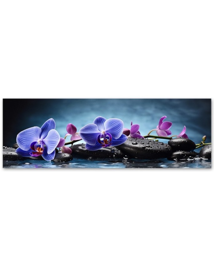 Obraz na ścianę do salonu - Niebieska Orchidea Zen | Feeby.pl