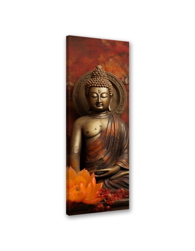 Leinwandbild - Meditierender Buddha und Blumen | Feeby