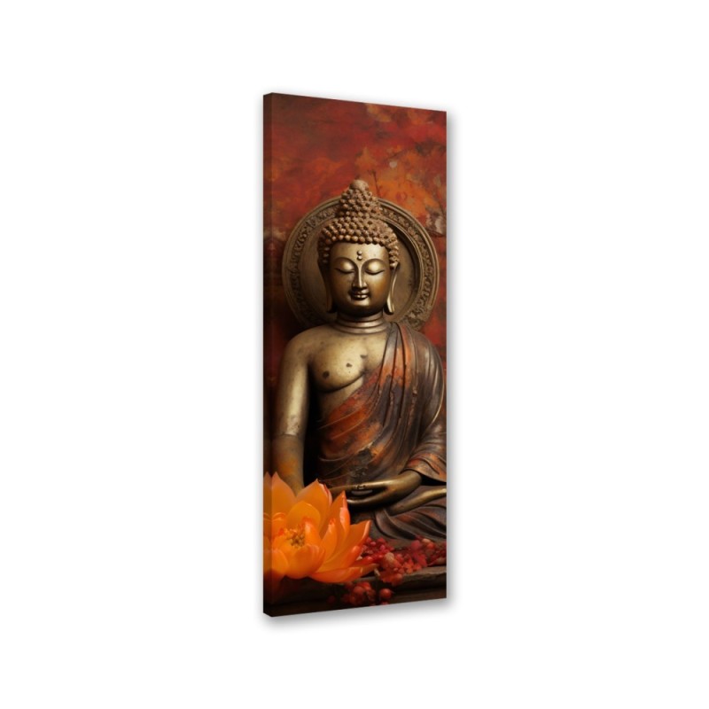 Leinwandbild - Meditierender Buddha und Blumen | Feeby