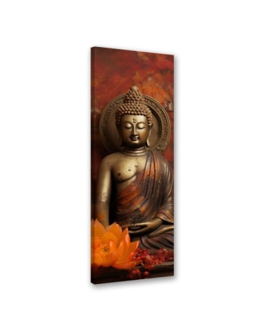 Leinwandbild - Meditierender Buddha und Blumen | Feeby