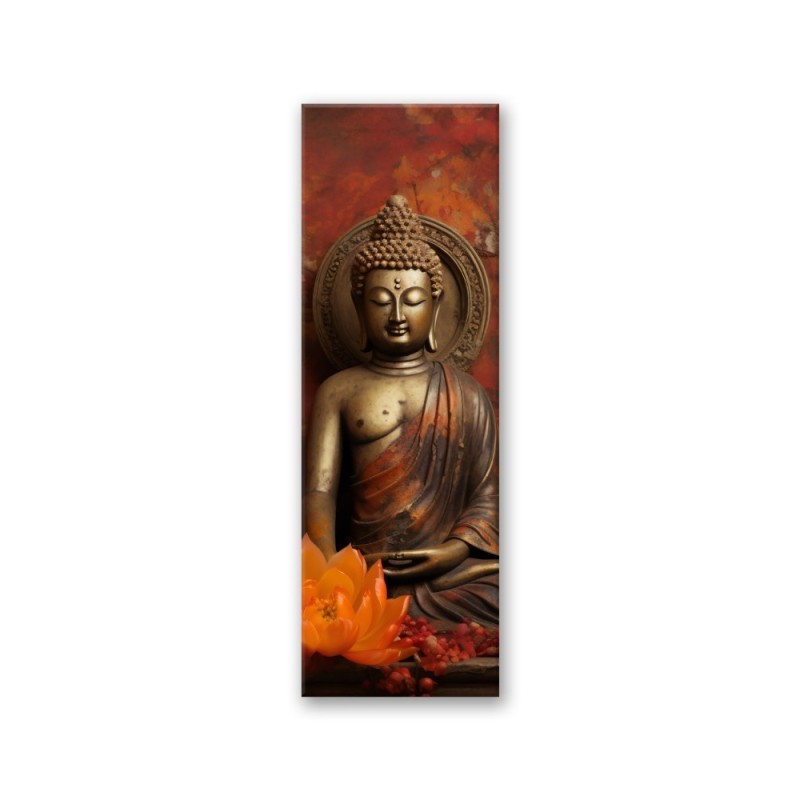 Leinwandbild - Meditierender Buddha und Blumen | Feeby