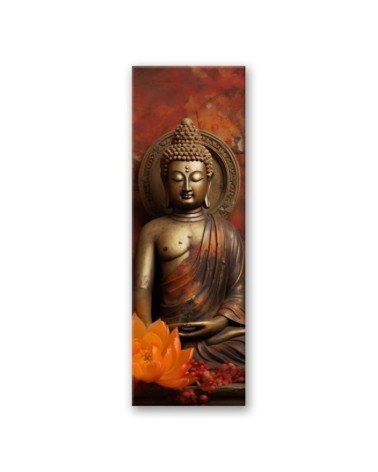 Leinwandbild - Meditierender Buddha und Blumen | Feeby