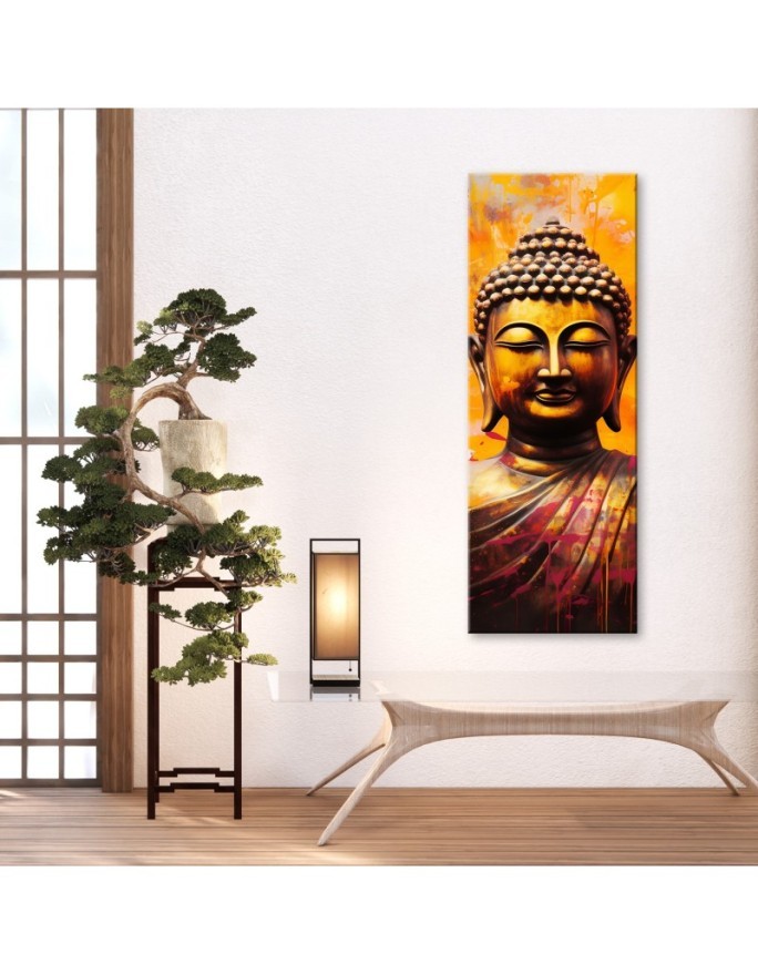 Obraz na ścianę do salonu - Budda na abstrakcyjnym tle | Feeby.pl