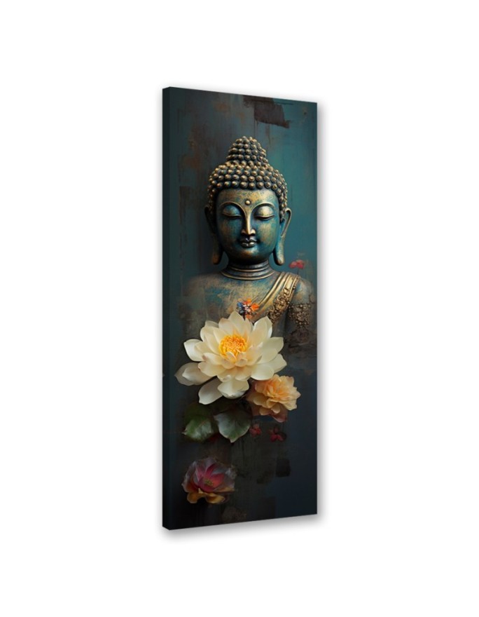 Bild auf Leinwand - Buddha und Zen-Blumen | Feeby