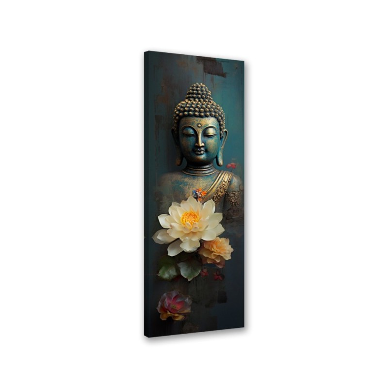 Bild auf Leinwand - Buddha und Zen-Blumen | Feeby