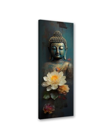 Bedroom wall painting - Buddha and zen flowers | FEEBY