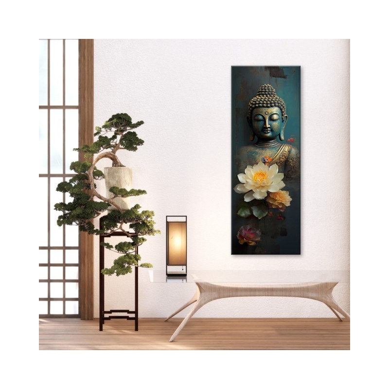 Bild auf Leinwand - Buddha und Zen-Blumen | Feeby