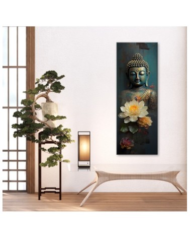 Bild auf Leinwand - Buddha und Zen-Blumen | Feeby