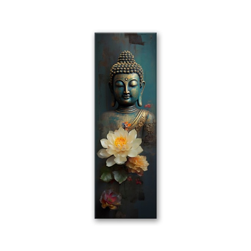 Bild auf Leinwand - Buddha und Zen-Blumen | Feeby