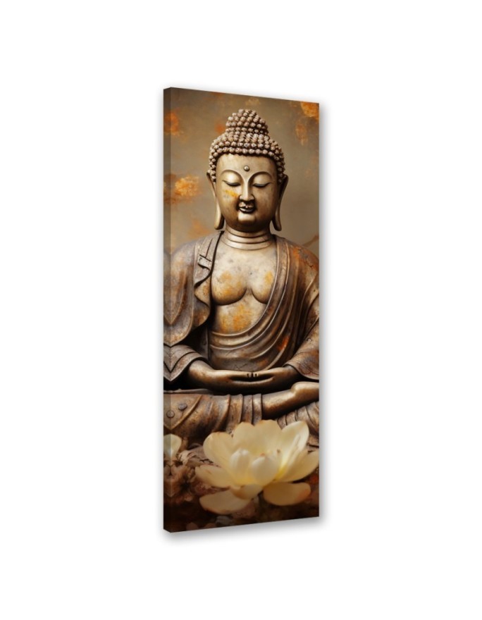 Leinwandbild modern - Buddha mit Zen-Blumen | Feeby