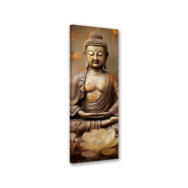 Leinwandbild modern - Buddha mit Zen-Blumen | Feeby