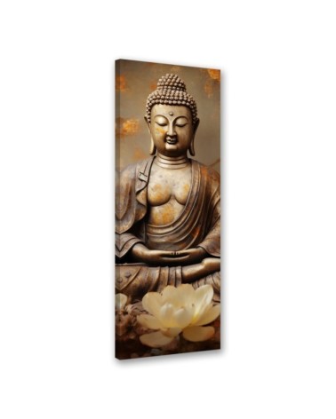 Leinwandbild modern - Buddha mit Zen-Blumen | Feeby