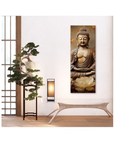 Leinwandbild modern - Buddha mit Zen-Blumen | Feeby