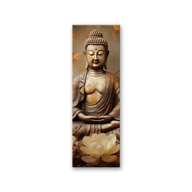 Leinwandbild modern - Buddha mit Zen-Blumen | Feeby