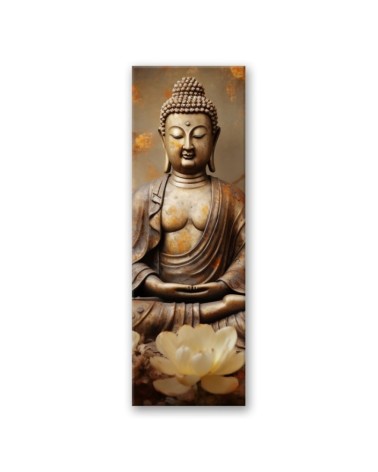 Leinwandbild modern - Buddha mit Zen-Blumen | Feeby