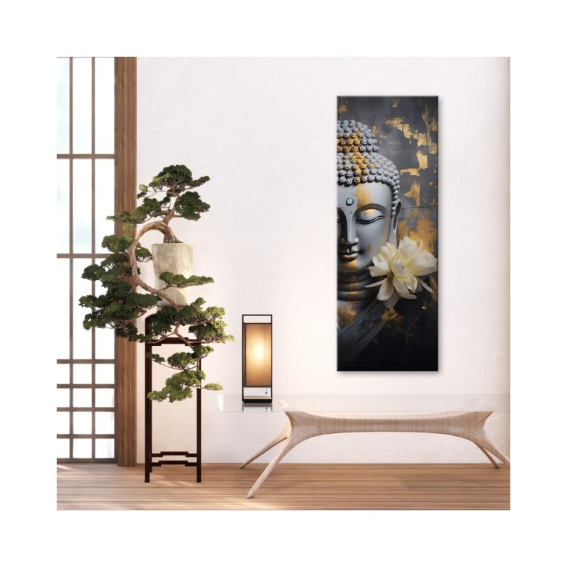 Wandbild für Wohnzimmer - Buddha-Gesicht abstrakt | Feeby