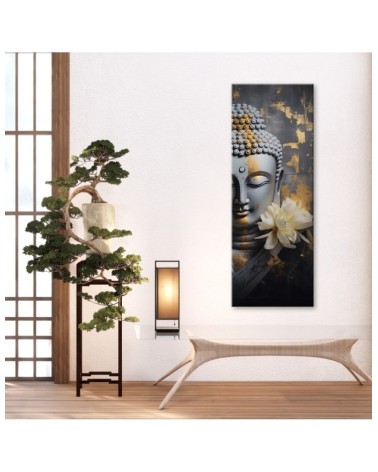 Wandbild für Wohnzimmer - Buddha-Gesicht abstrakt | Feeby