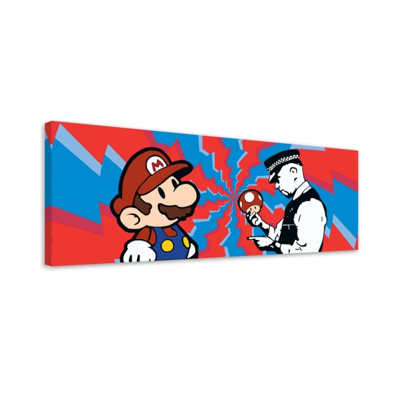 Obraz drukowany na płótnie - Banksy Mario i Policjant | Feeby.pl