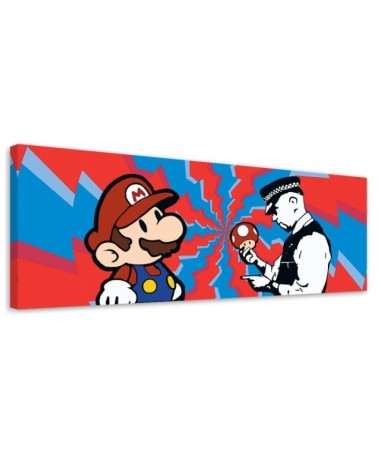 Obraz drukowany na płótnie - Banksy Mario i Policjant | Feeby.pl