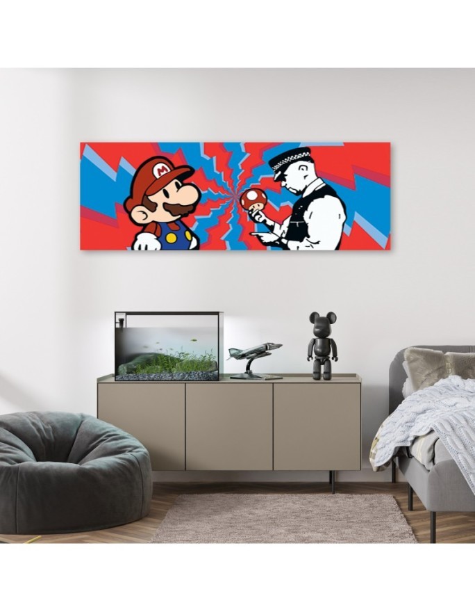 Obraz drukowany na płótnie - Banksy Mario i Policjant | Feeby.pl